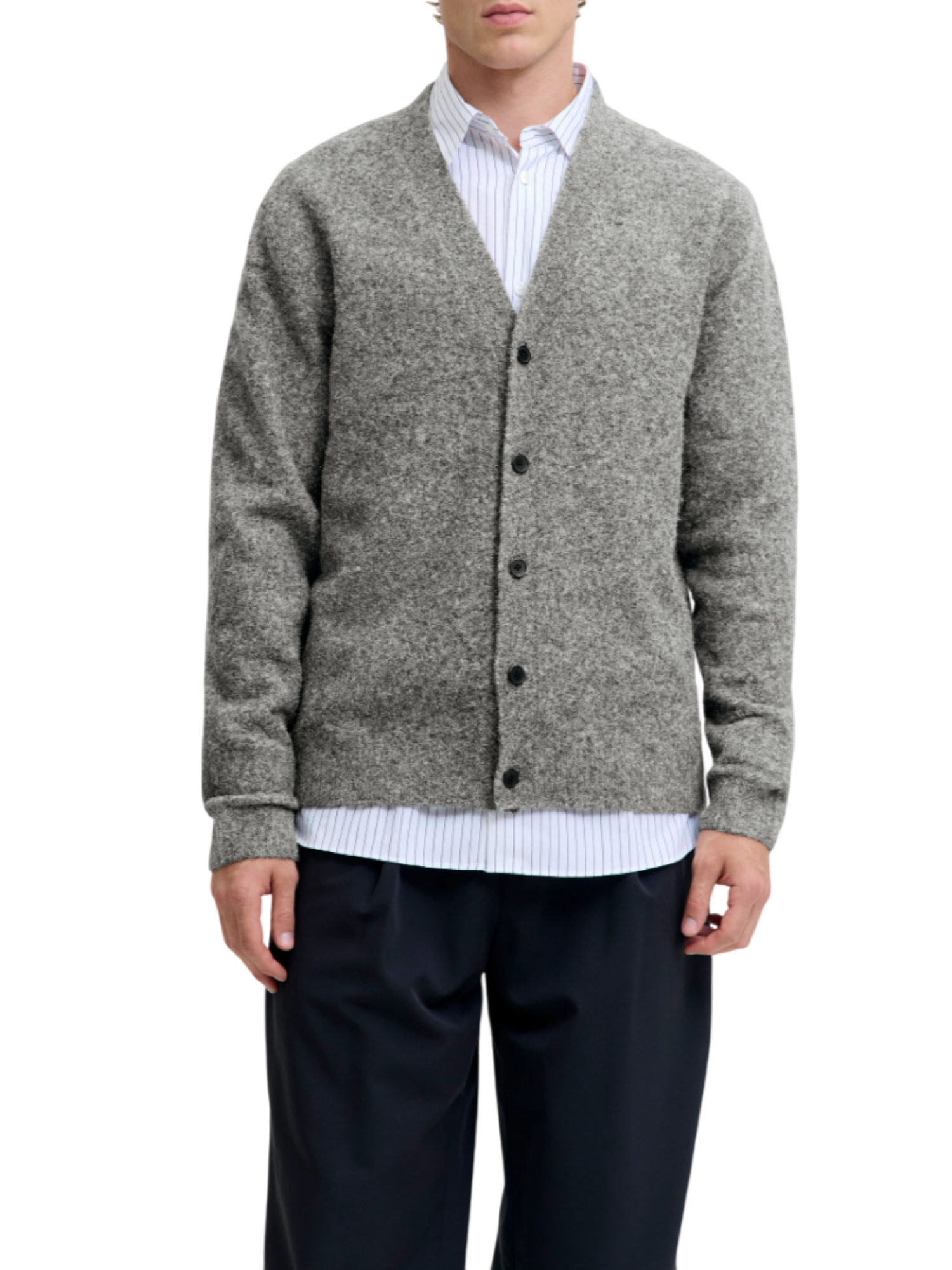 Jack&Jones cardigan uomo misto lana grigio melange 12289068 MEDIUM GREY MELANGE JACK&JONES
