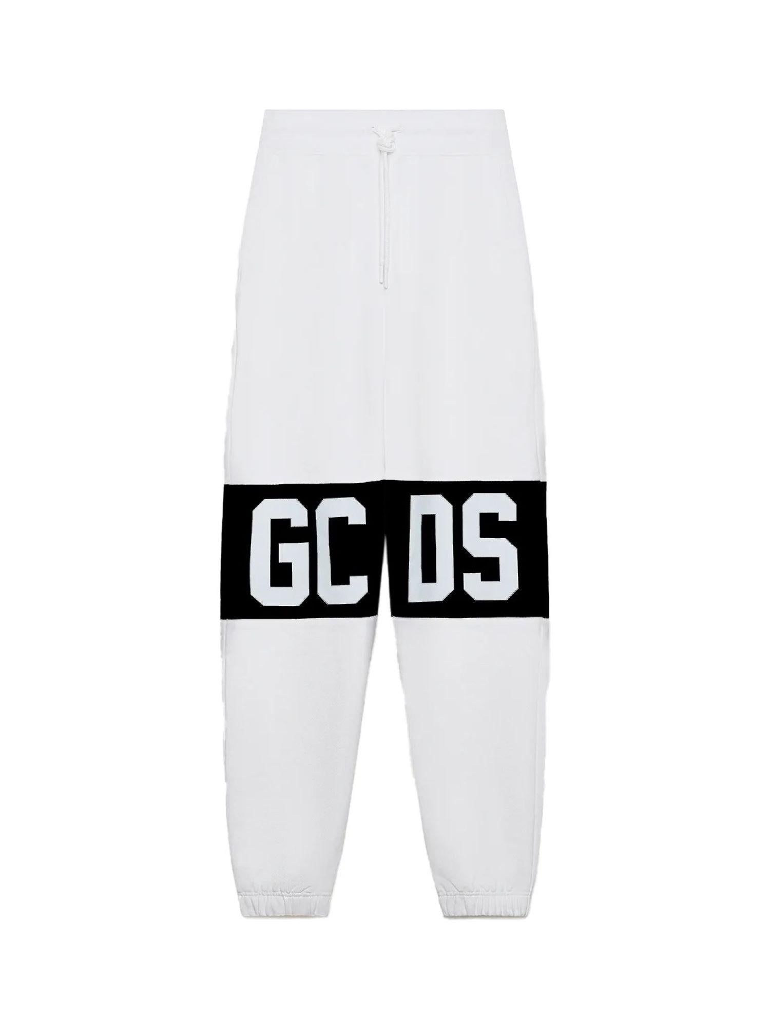 Gcds pantaloni joggers bambino con logo avorio B2KU3017BA2 BONE GCDS