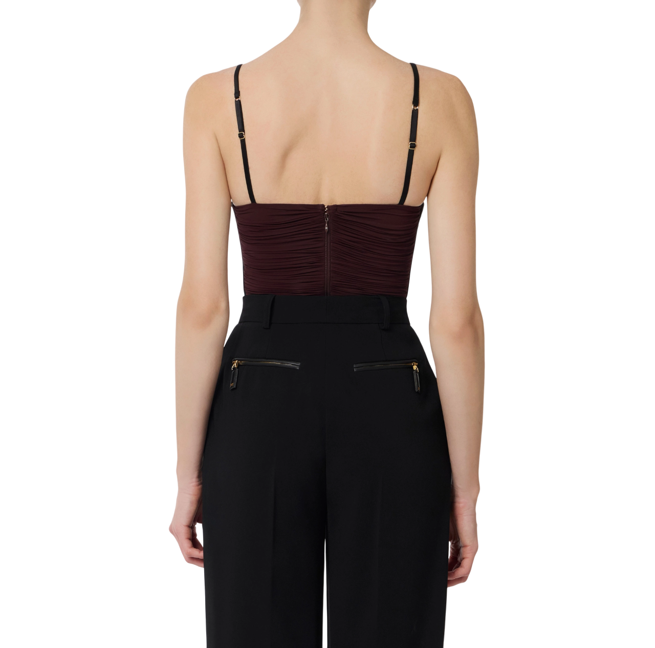 Elisabetta Franchi body con drappeggi borgogna nero BO00456E2 EA4 ELISABETTA FRANCHI