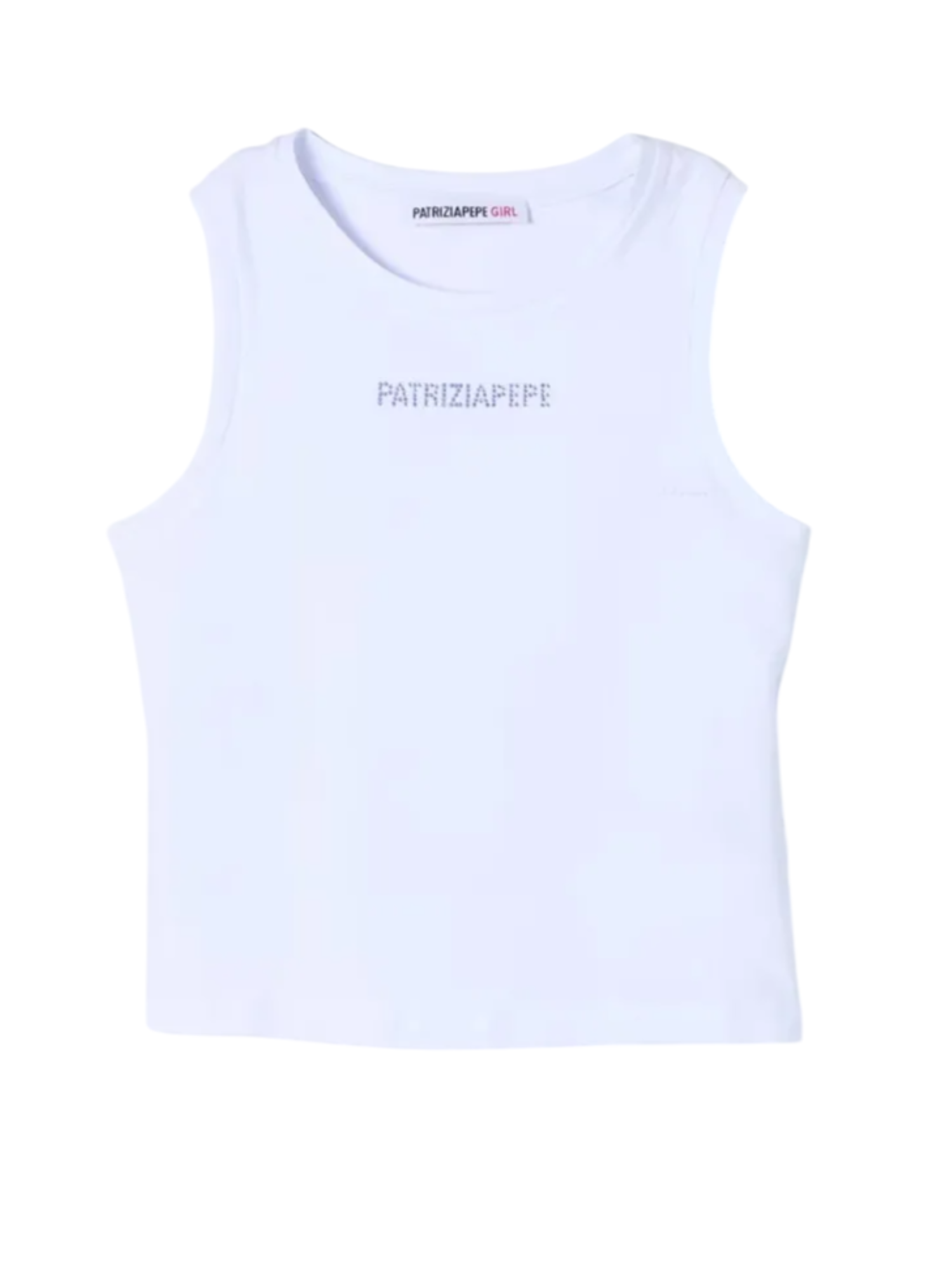 Patrizia Pepe top in jersey con logo strass bianco 7M0813-J061 FF50 PATRIZIA PEPE