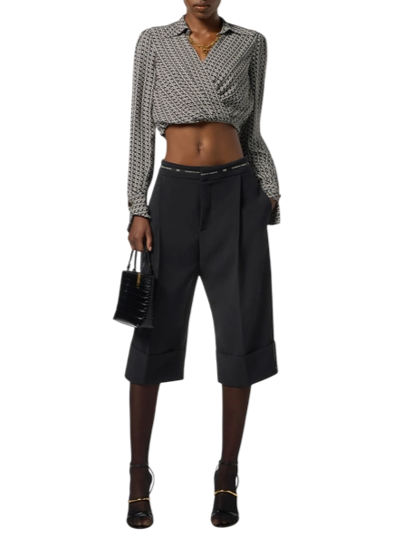 Elisabetta Franchi bermuda in crepe con nastro logato nero PA11656E2 110 ELISABETTA FRANCHI