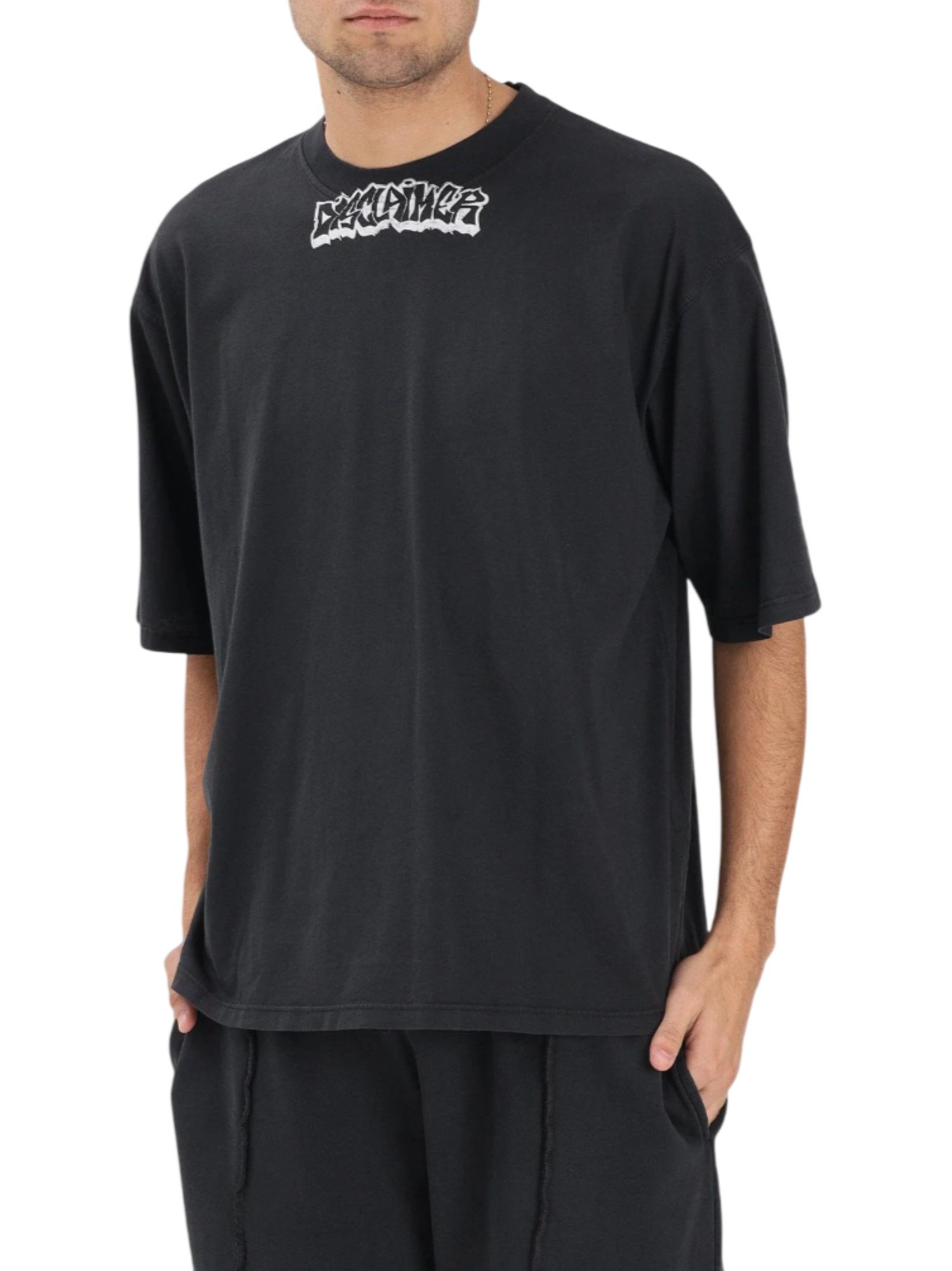 Disclaimer T-shirt uomo manica corta con logo nero 55423 TINTO IN CAPO NERO DISCLAIMER