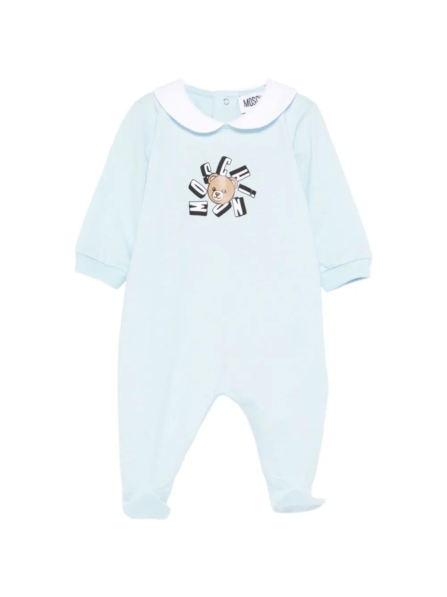 Moschino tutina neonata con piedini con orsetto celeste MUT04Q-LAA02 40304 MOSCHINO