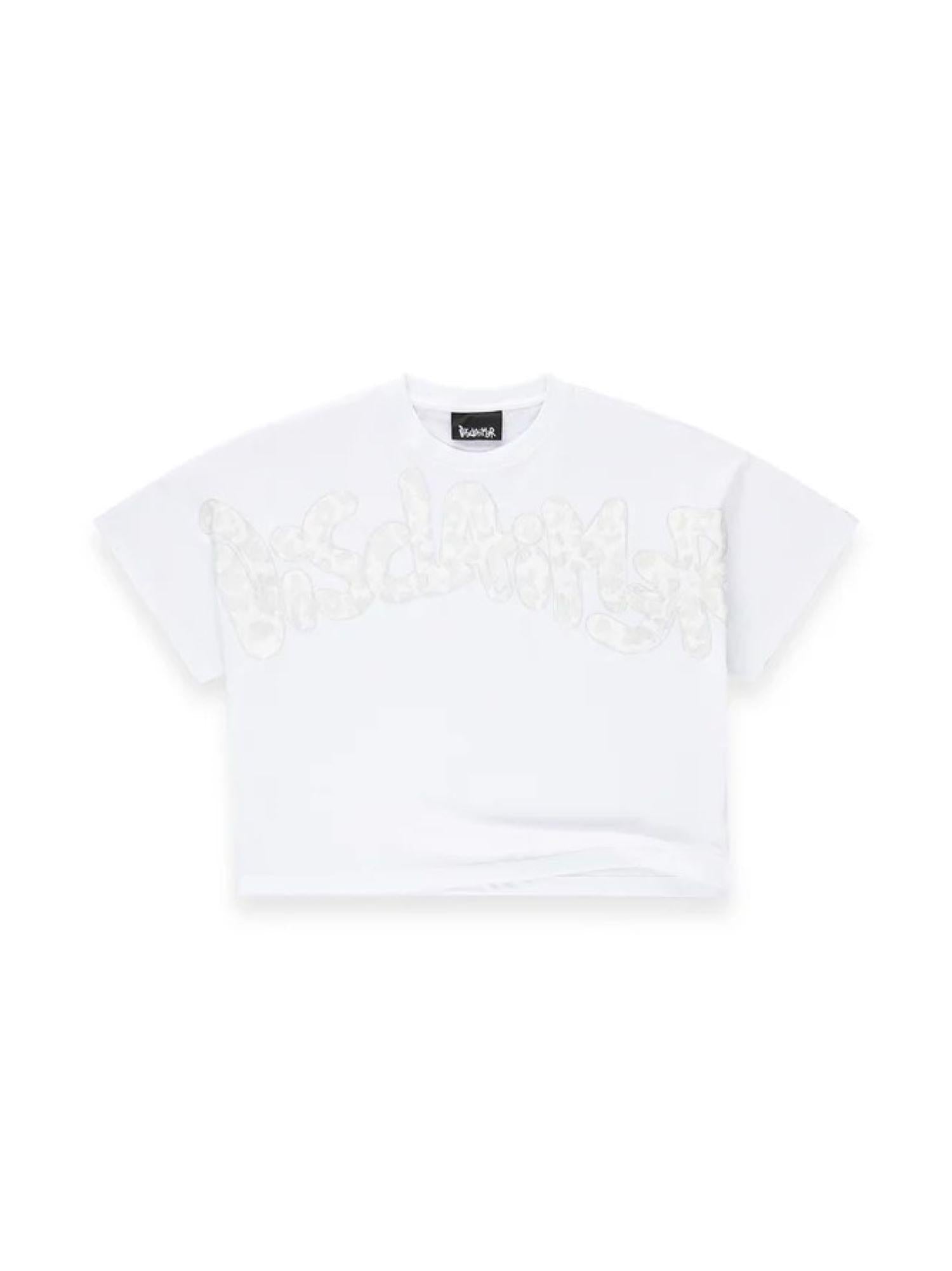 Disclaimer T-shirt crop donna con logo glitter bianco 55554 BIANCO-ST.ANIMALIER DISCLAIMER