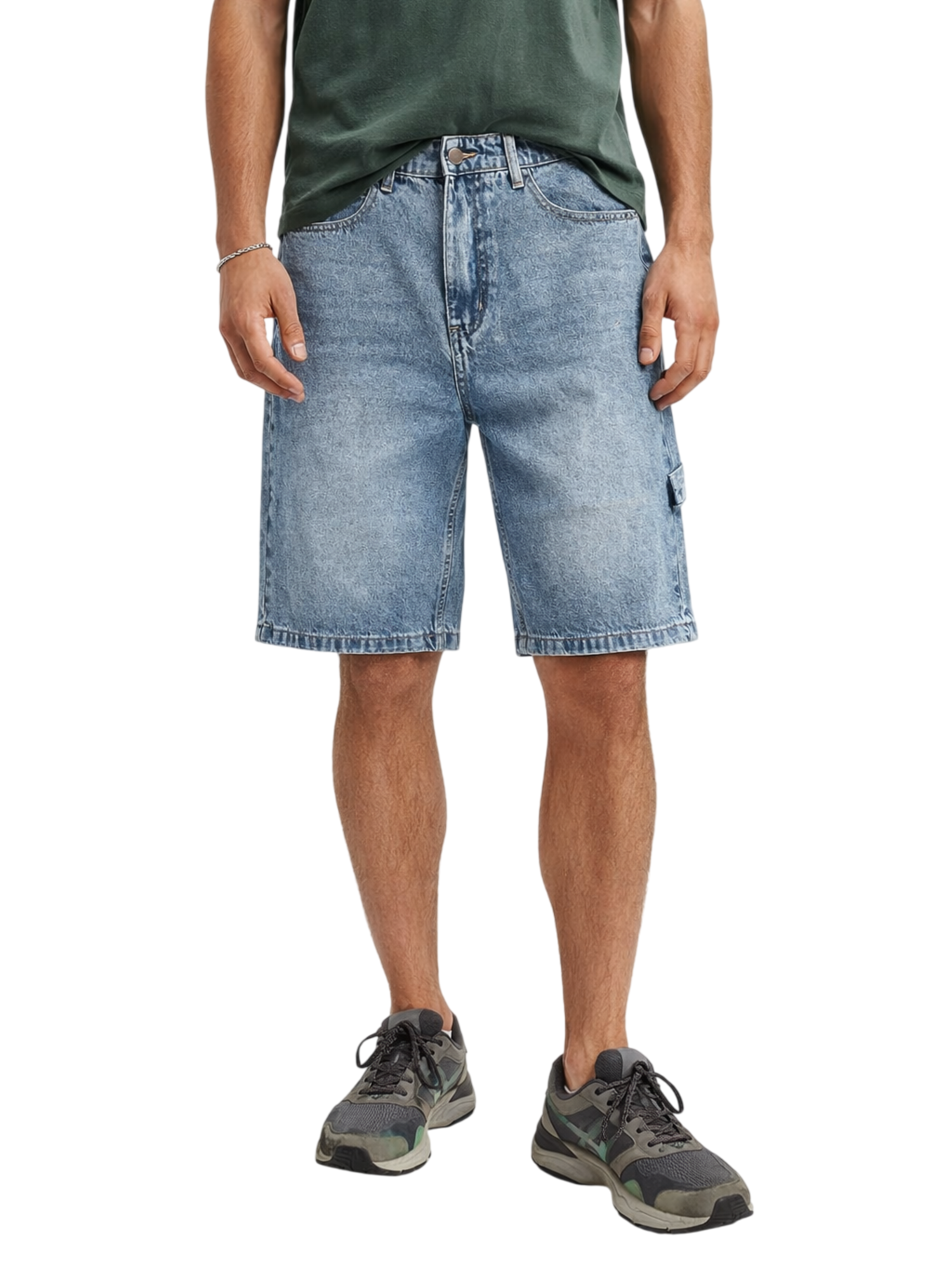 Disclaimer bermuda uomo in denim con logo lavaggio blu 55441 CELESTE DENIM DISCLAIMER