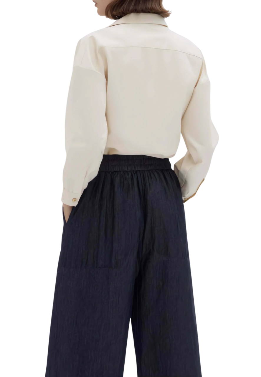 Yes Zee pantaloni donna gamba larga lavaggio scuro P386-EE00 J710 YES-ZEE