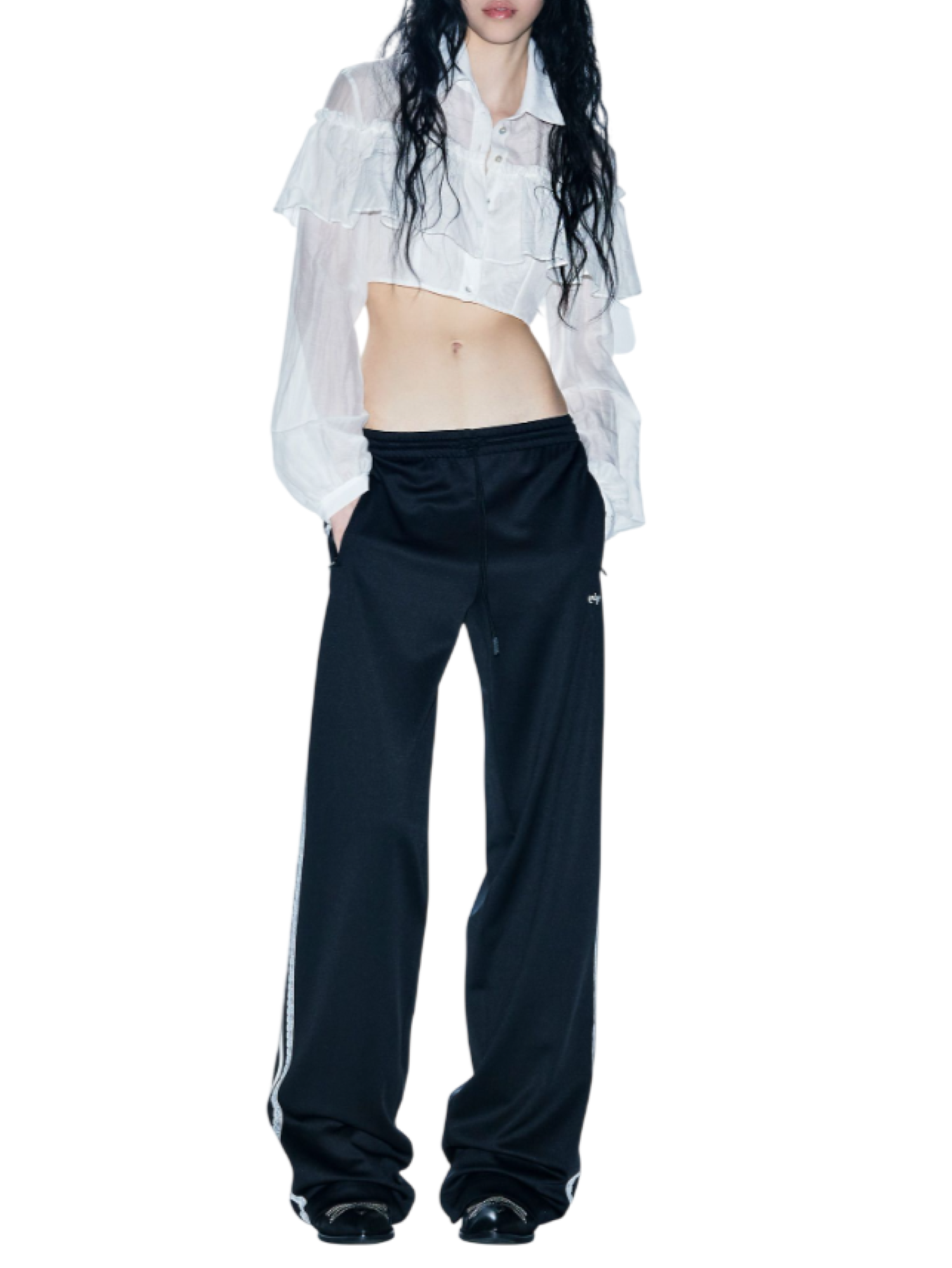 Aniye By pantaloni gamba larga con bande laterali nero 185068 00336 ANIYE BY