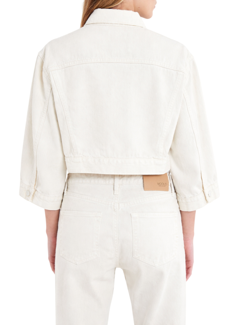 Vicolo giubbino in denim crop Yoanna lavaggio bianco latte DAB5114 LATTE VICOLO