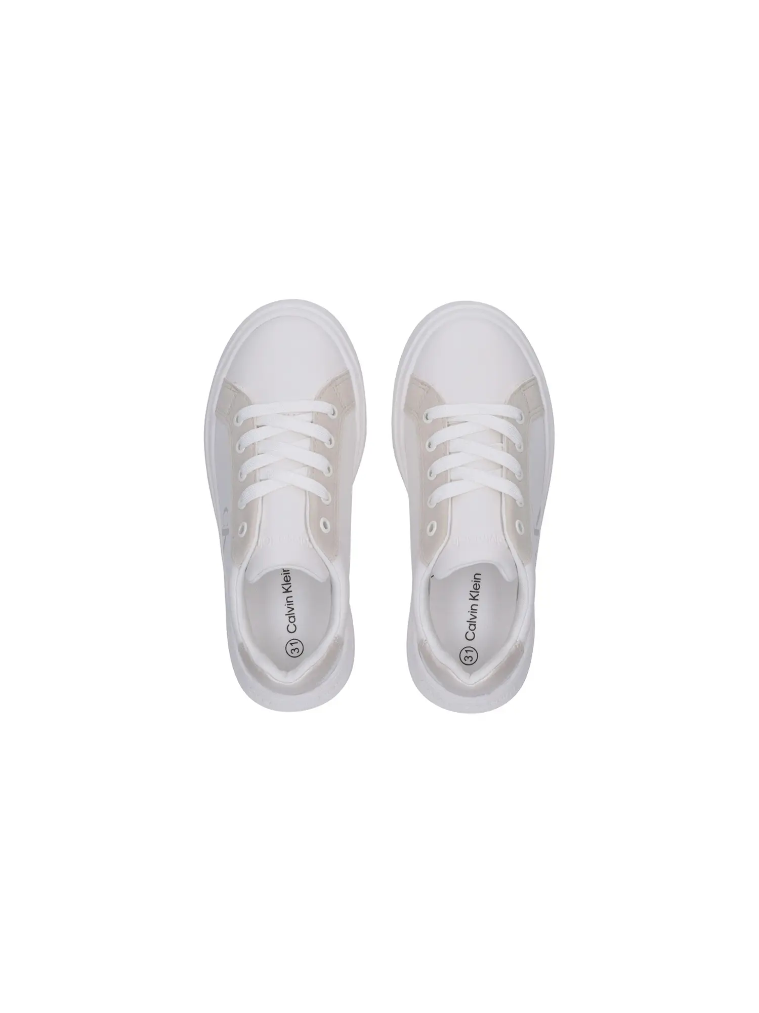 Calvin Klein sneakers bambina in ecopelle bianco beige V3X9-83166-1592 A472 Calvin Klein Footwear