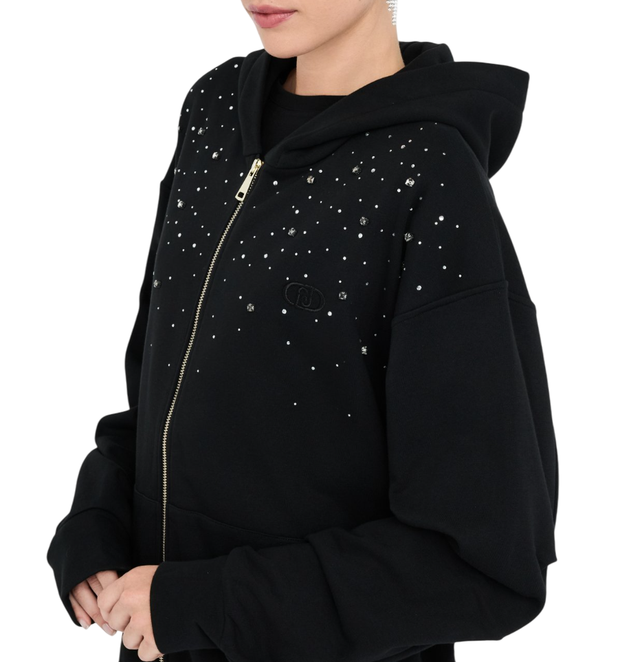 Liu Jo felpa donna strass con cappuccio nero UF5253F0873 22222 LIU JO