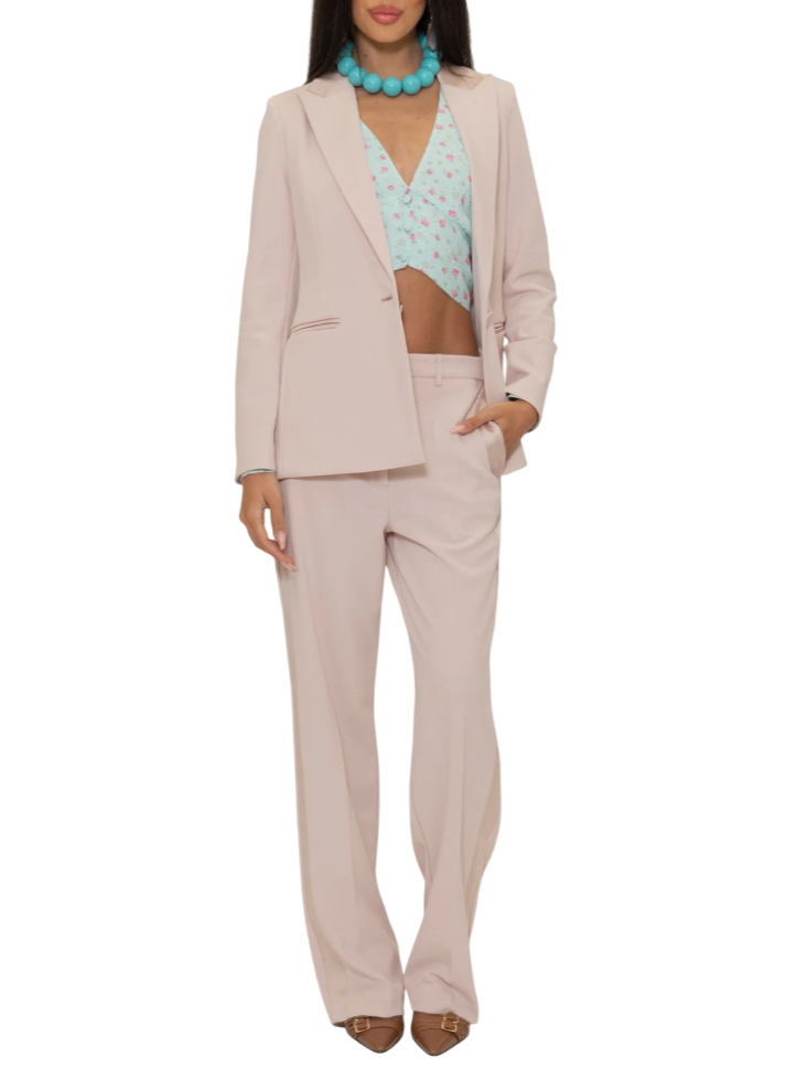 Vicolo giacca blazer monopetto in tessuto crepe rosa cipria TD0237 CIPRIA VICOLO