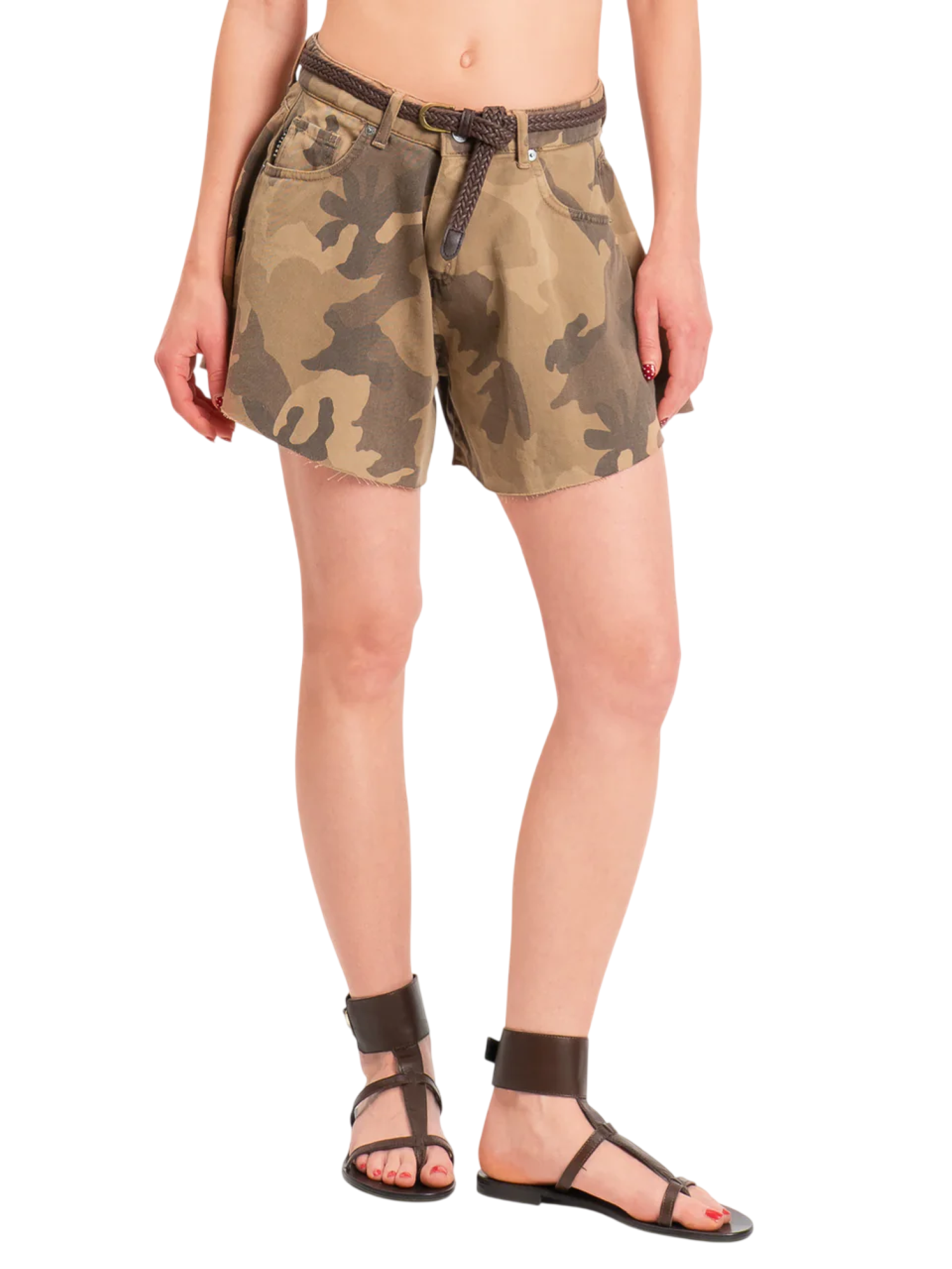 Haveone shorts donna in denim camouflage verde militare PSB-Q609 MILITARE HAVEONE