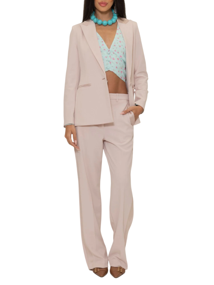 Vicolo pantaloni gamba dritta con banda satin rosa cipria TD0077 CIPRIA VICOLO