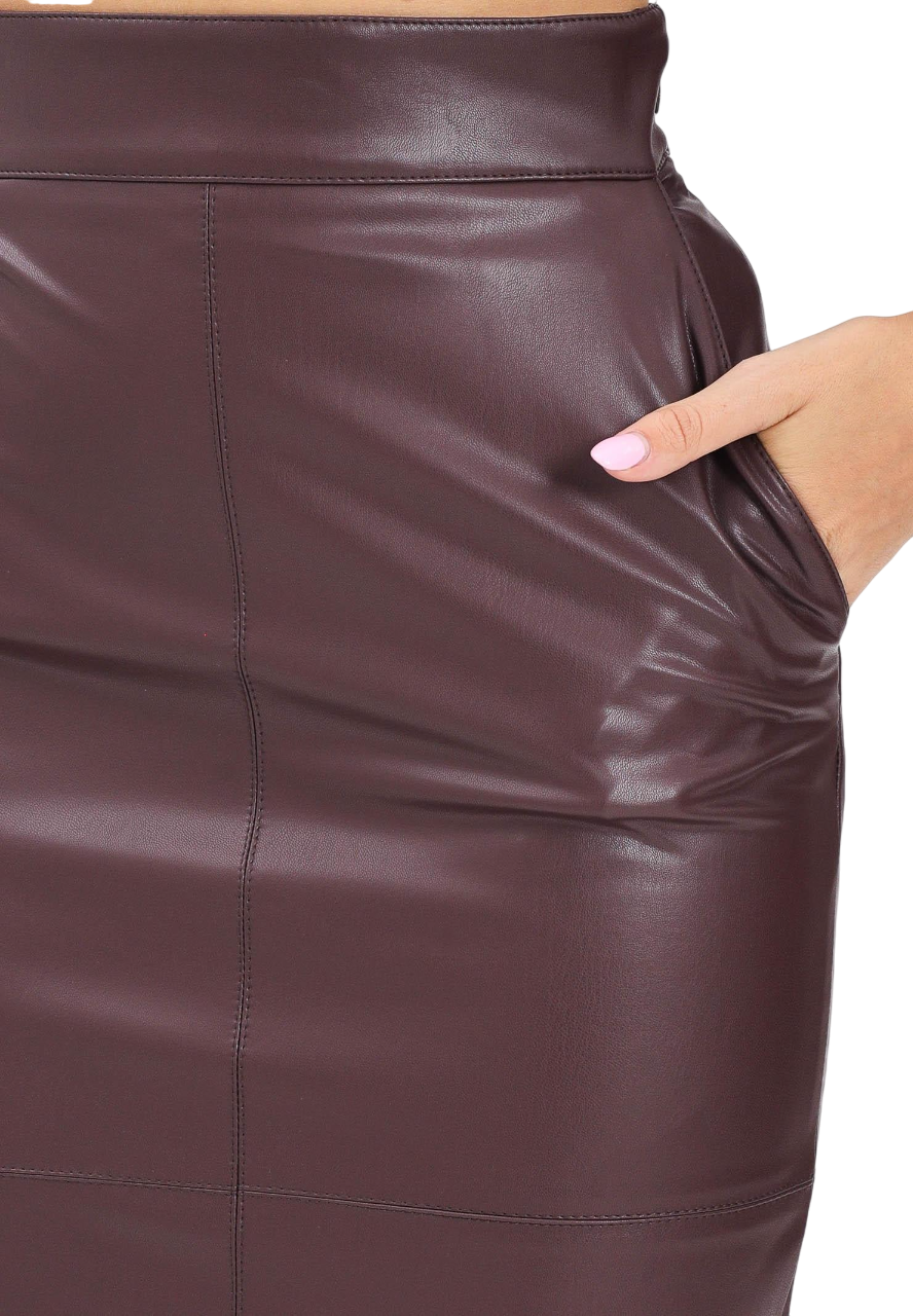 Elisabetta Franchi gonna tubino in ecopelle marrone GO14557E2 EA3 ELISABETTA FRANCHI