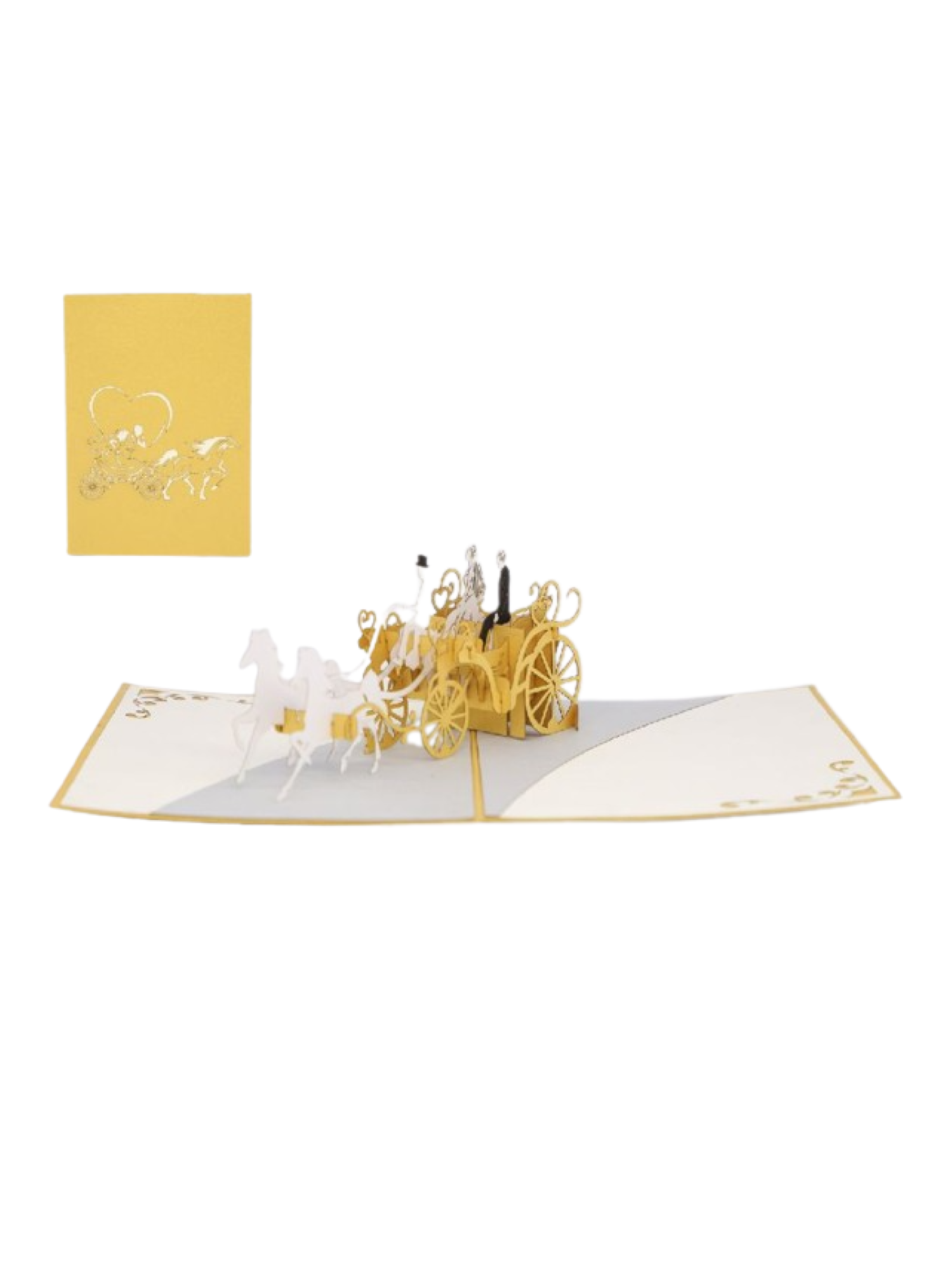 Origamo biglietto di auguri pop up per matrimonio con carrozza KN128 CARROZZA SPOSI ORIGAMO