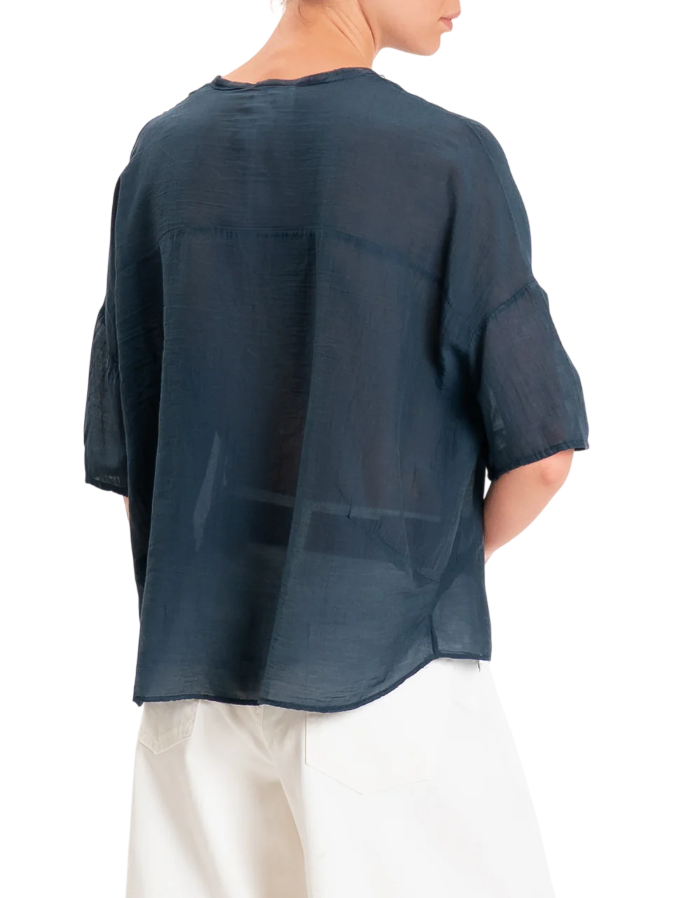 Vicolo camicia donna misto seta blu TAB0670 BLU VICOLO