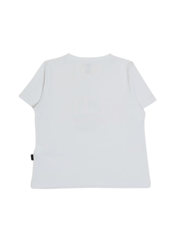 GCDS T-shirt bambina manica corta con logo bianco C1GJQC541J336 OPTIC WHITE-PINK GCDS