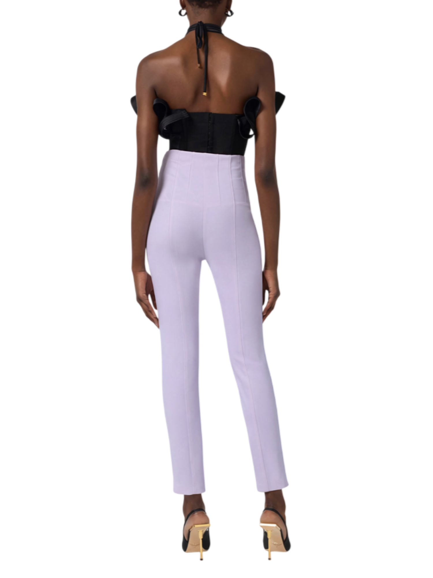 Elisabetta Franchi pantaloni slim con logo iconico lilla PA16361 EV7 ELISABETTA FRANCHI