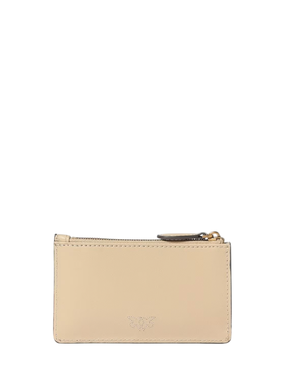 Pinko portacarte Airone in pelle con logo beige oro 100251-A0F1 C50Q PINKO