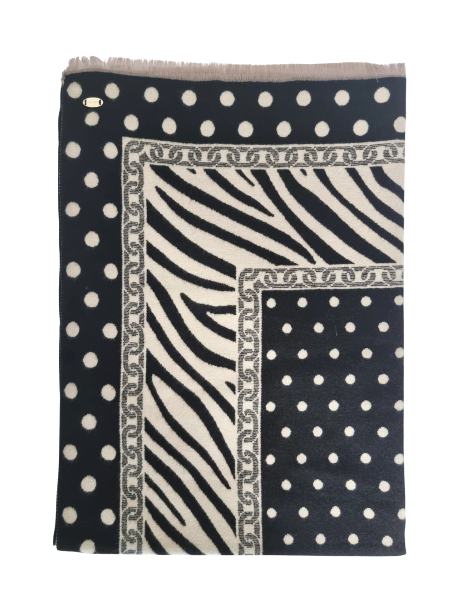 Marc Ellis sciarpa donna in fantasia pois nero panna MES-230 BLACK MARC ELLIS