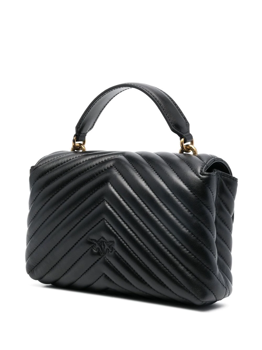 Pinko borsa Love Bag Lady Puff Mini in pelle chevron nero oro 100044-A0GK Z99Q PINKO