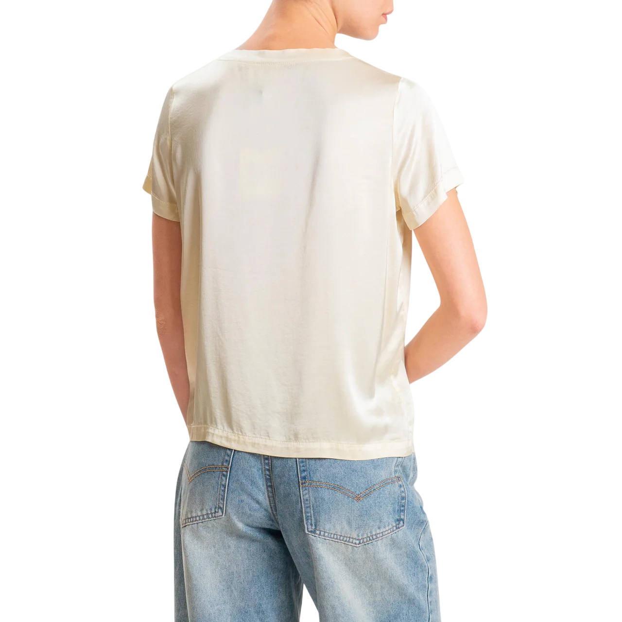 Vicolo T-shirt donna in raso manica corta ecrù TAB0083 BURRO VICOLO