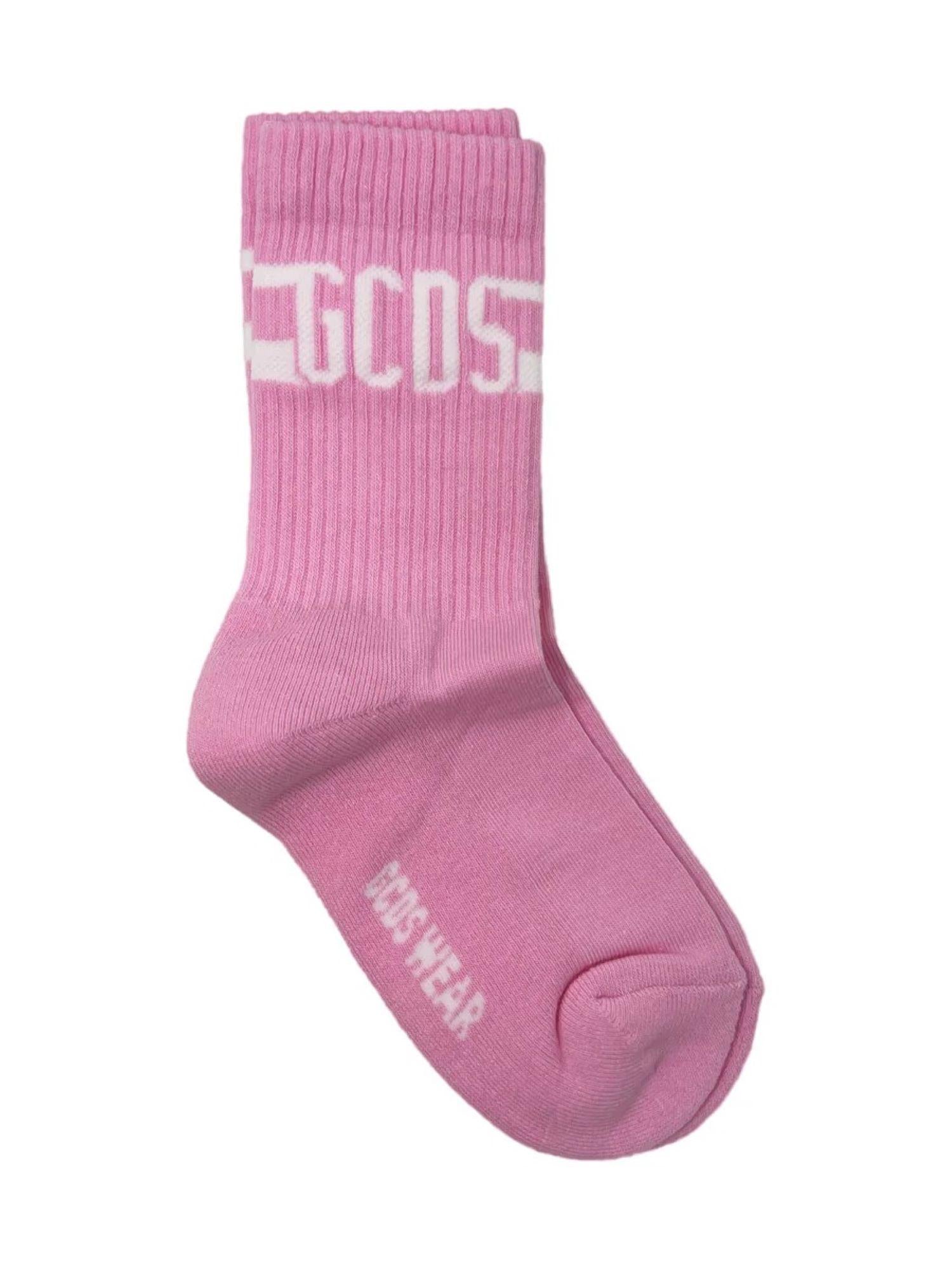Gcds calzini unisex bambino con logo rosa Z0UJQQ611T801 FAIRY PINK-WHITE GCDS
