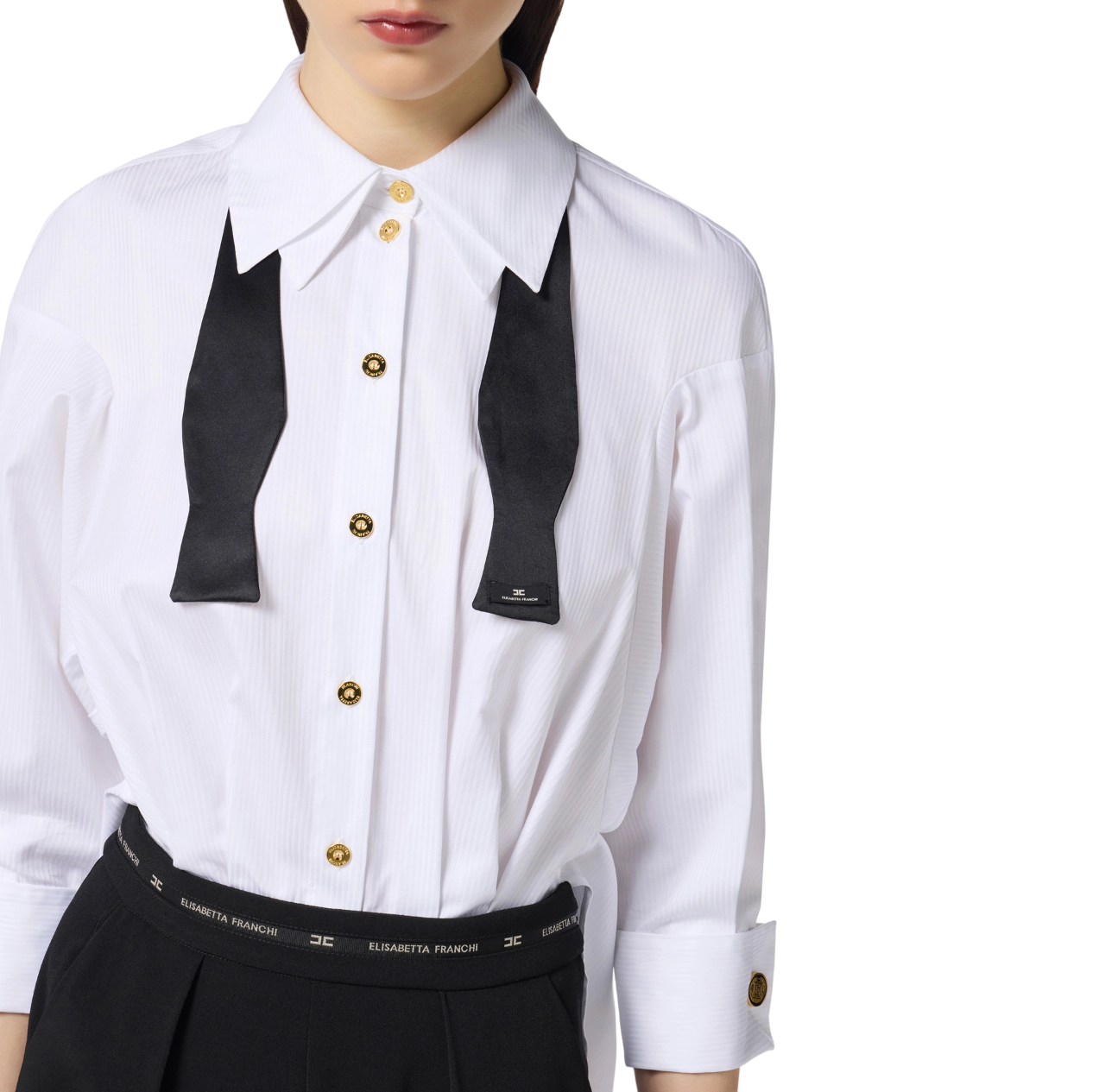 Elisabetta Franchi tuta jumpsuit con camicia bianco nero TU05656E3 221 ELISABETTA FRANCHI