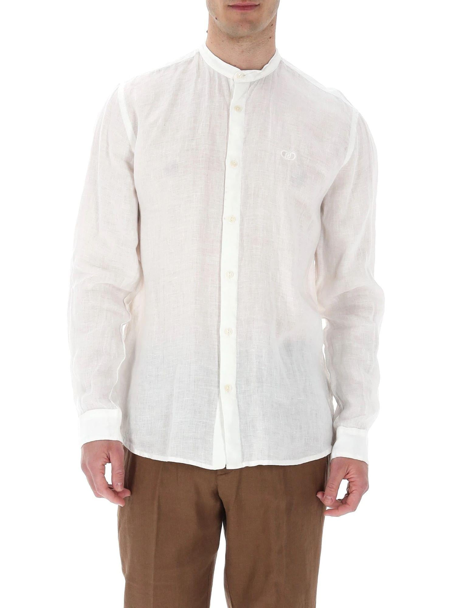 Liu Jo camicia alla coreana uomo in lino bianco QXX100T4359 14201 LIU JO