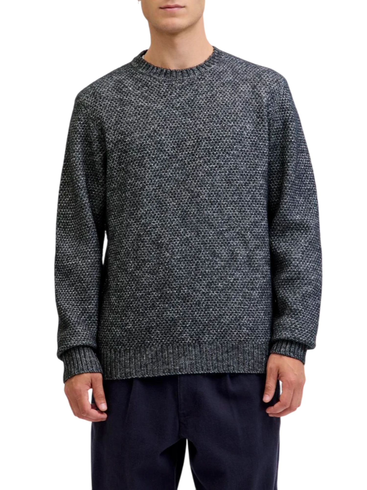 Jack&Jones maglia uomo misto lana blu melange 12286140 NIGHT SKY MELANGE JACK&JONES