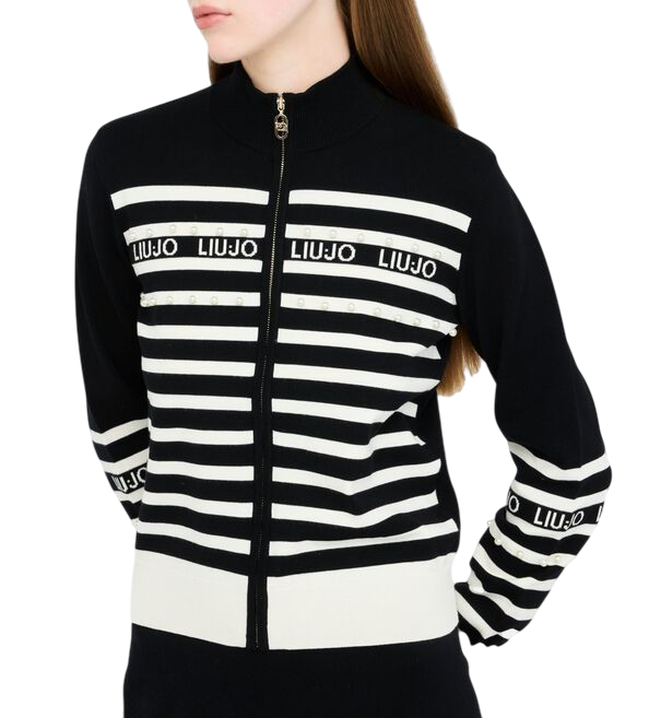 Liu Jo maglia con zip motivo a righe nero TF5214MS63L 03N66 LIU JO