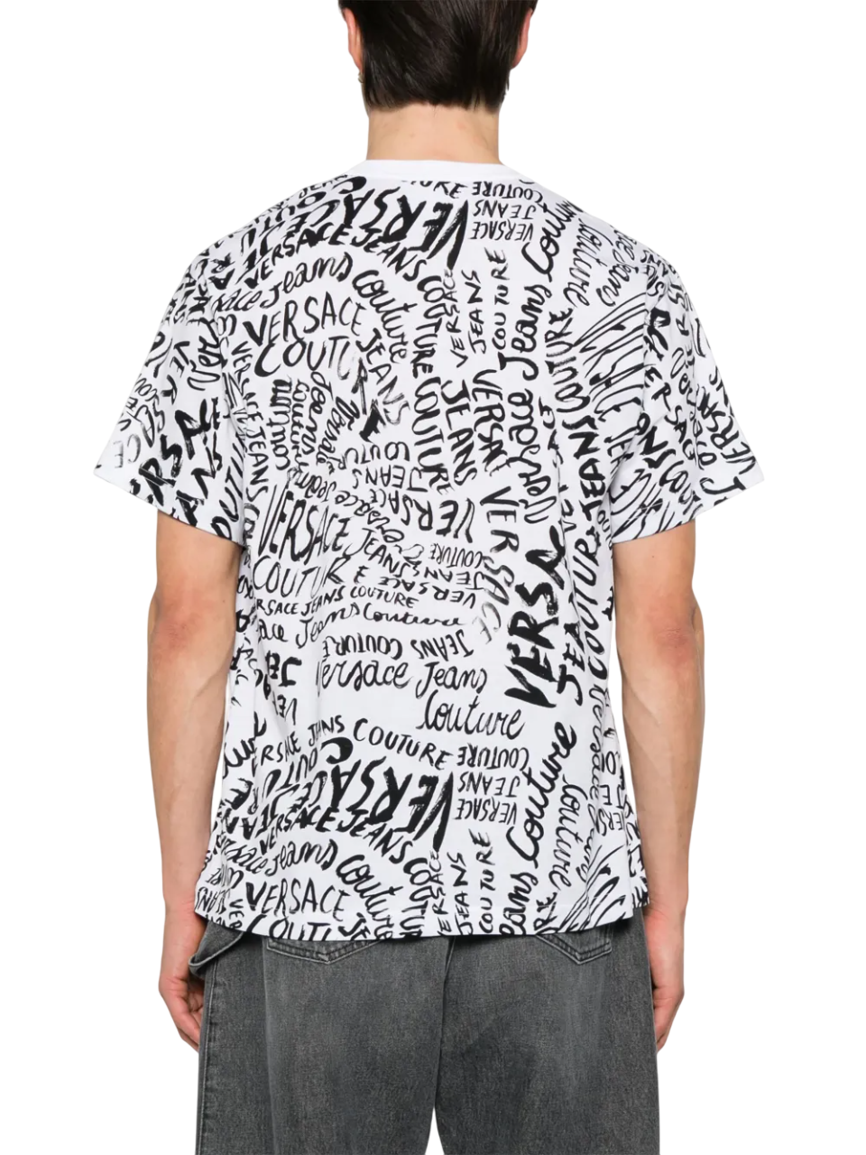 Versace Jeans Couture T-shirt maniche corte con logo all over bianco 78GAH6R0-JS440 L02 VERSACE Jeans Couture