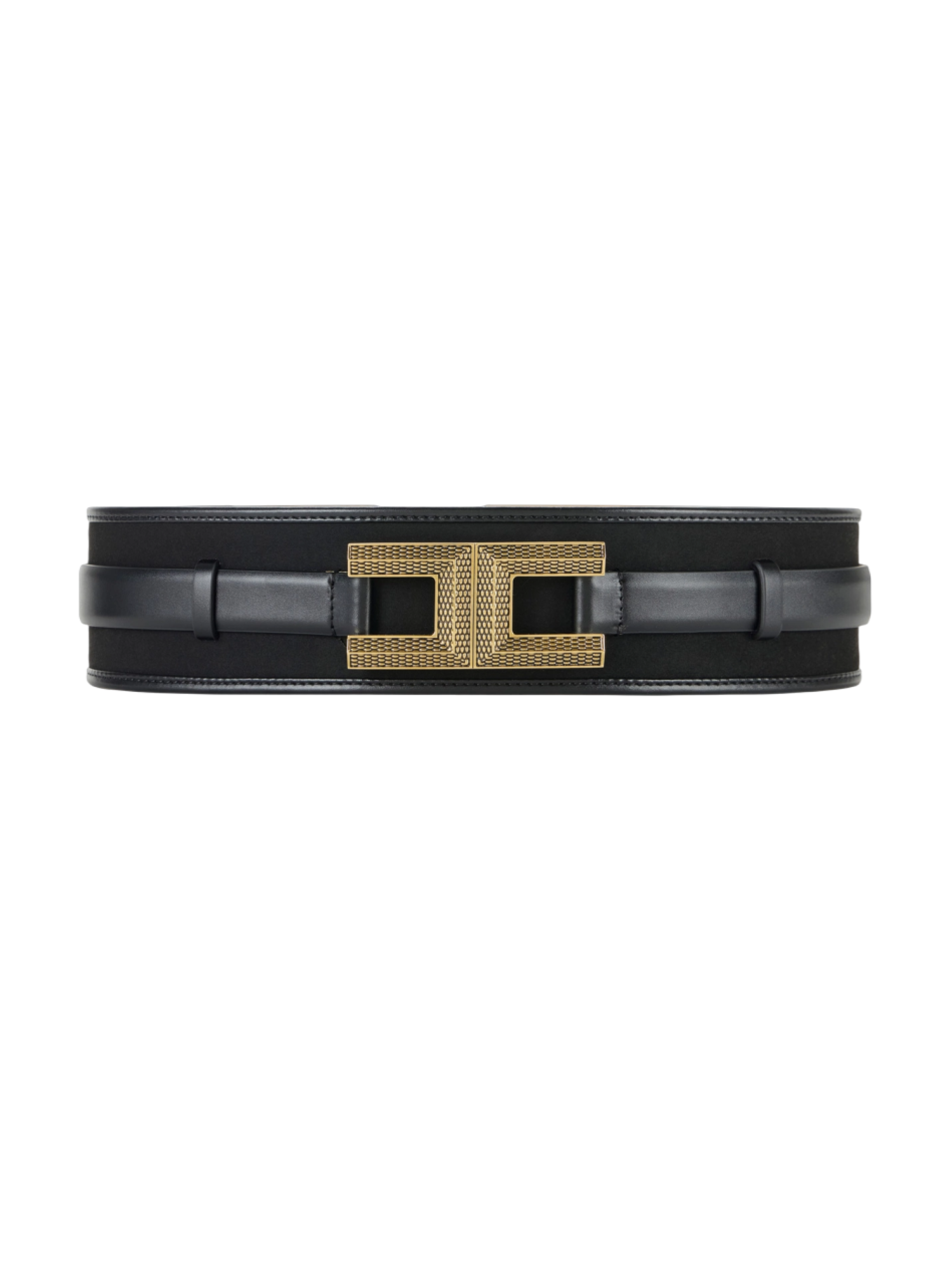 Elisabetta Franchi cintura in ecopelle con logo iconico nero oro CT52S57E2 110 ELISABETTA FRANCHI