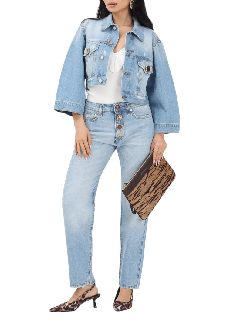 Vicolo jeans Zoe slim con bottoni gioiello lavaggio blu DAB5106 LAV.CHIARO VICOLO