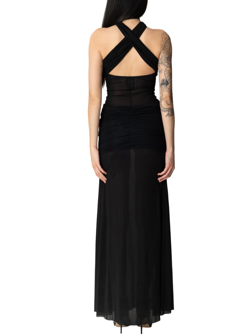 Aniye By abito lungo Xena con trasparenze nero 185789 00336 ANIYE BY