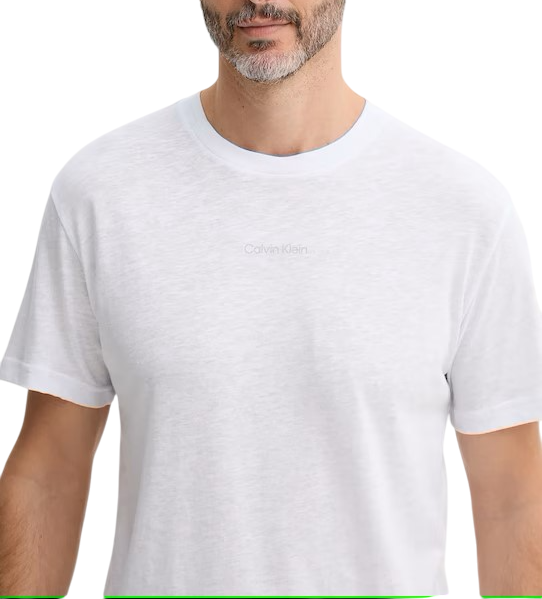 Calvin Klein T-shirt maniche corte in misto lino bianco KM0KM01138 YAA Calvin Klein