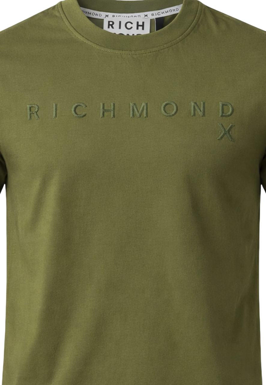 John Richmond T-shirt manica corta con logo verde militare UMP26018TS GREEN MAYFLY John RICHMOND