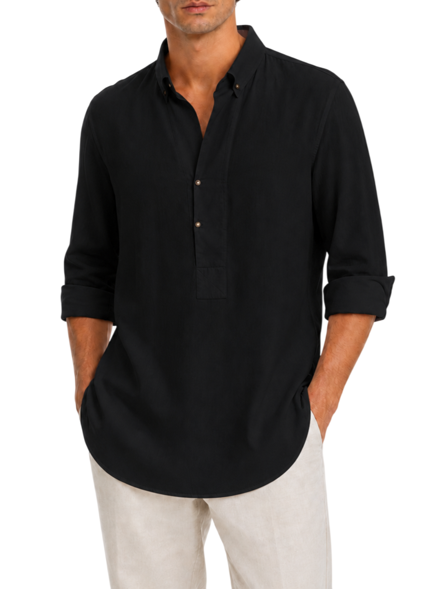 Alta Tensione camicia uomo in cotone maniche lunghe nero 3283-FARO NERO ALTA TENSIONE
