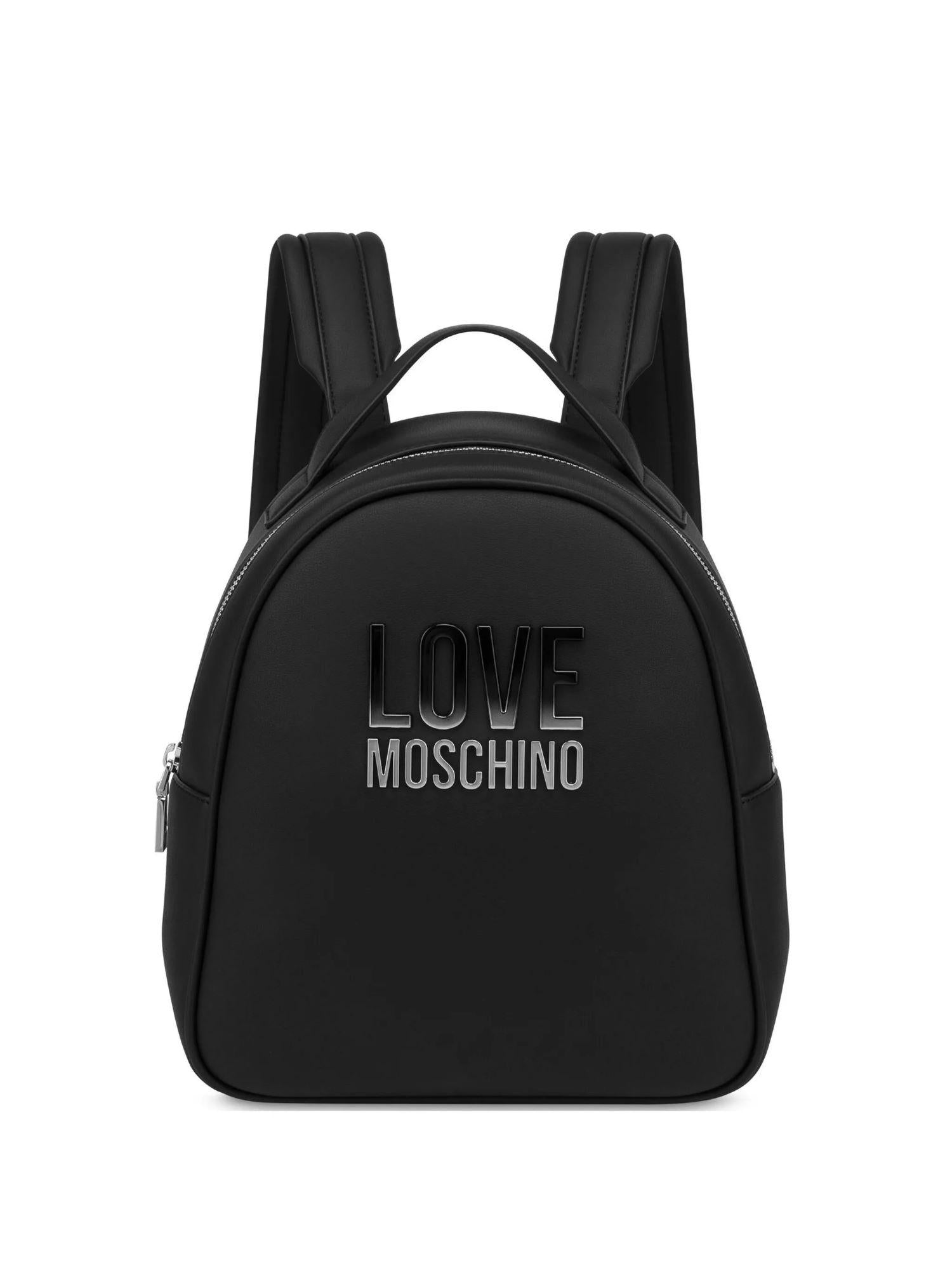 Love Moschino zaino in ecopelle con placca logo nero argento JC4258PP0M-KD0 00B MOSCHINO LOVE