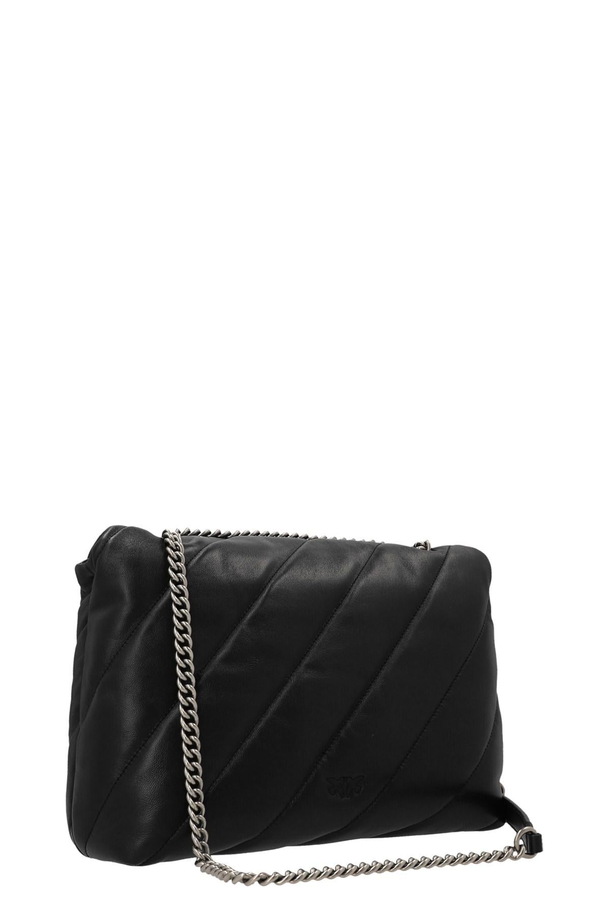 Pinko borsa Love Bag Puff Classic in pelle trapuntata nero argento 100038-A0F2 Z99O PINKO