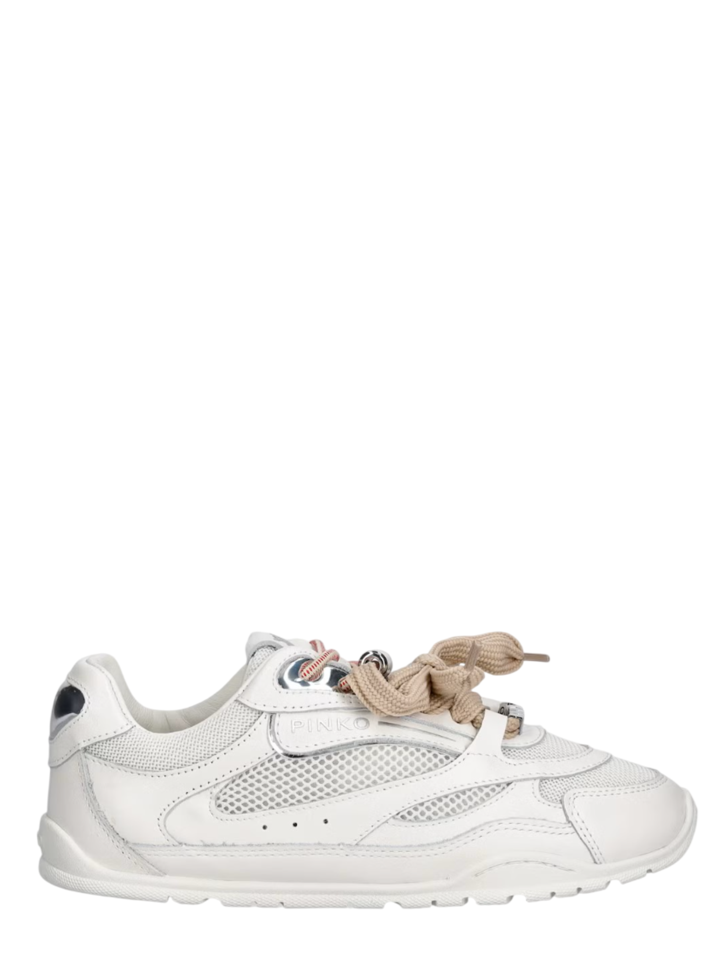 Pinko sneakers Yulia in pelle e mesh doppi lacci bianco SS0185P132 Z1B PINKO