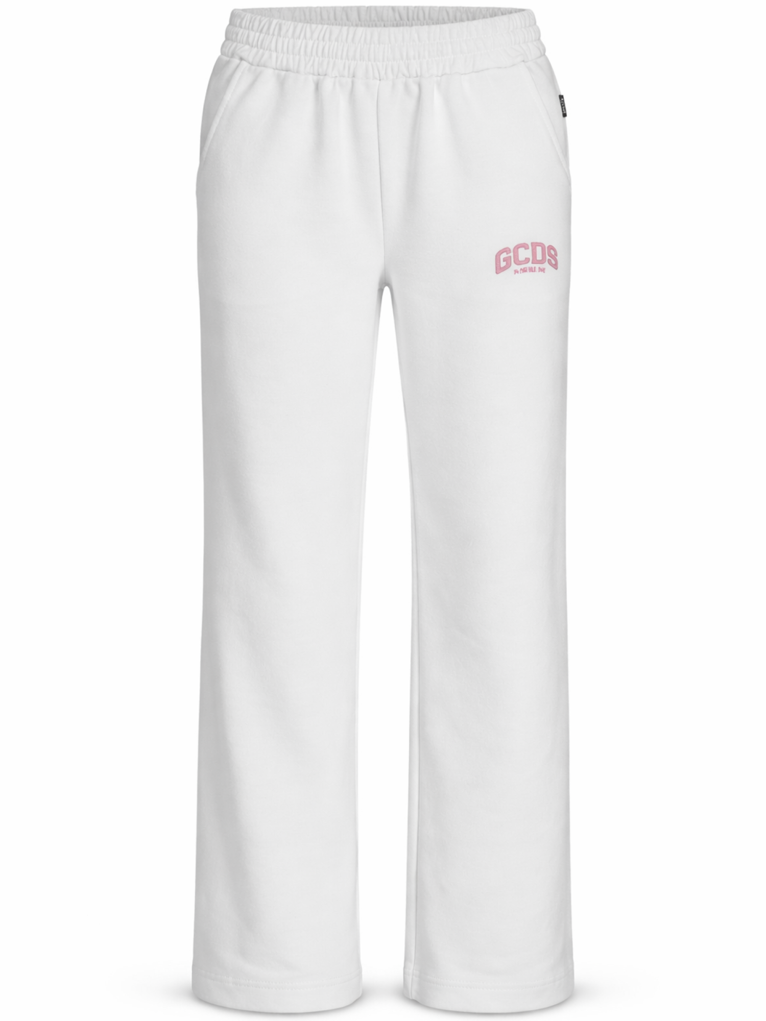 GCDS pantaloni bambina in felpa wide leg bianco C1GJQI547F335 OPTIC WHITE-PINK GCDS