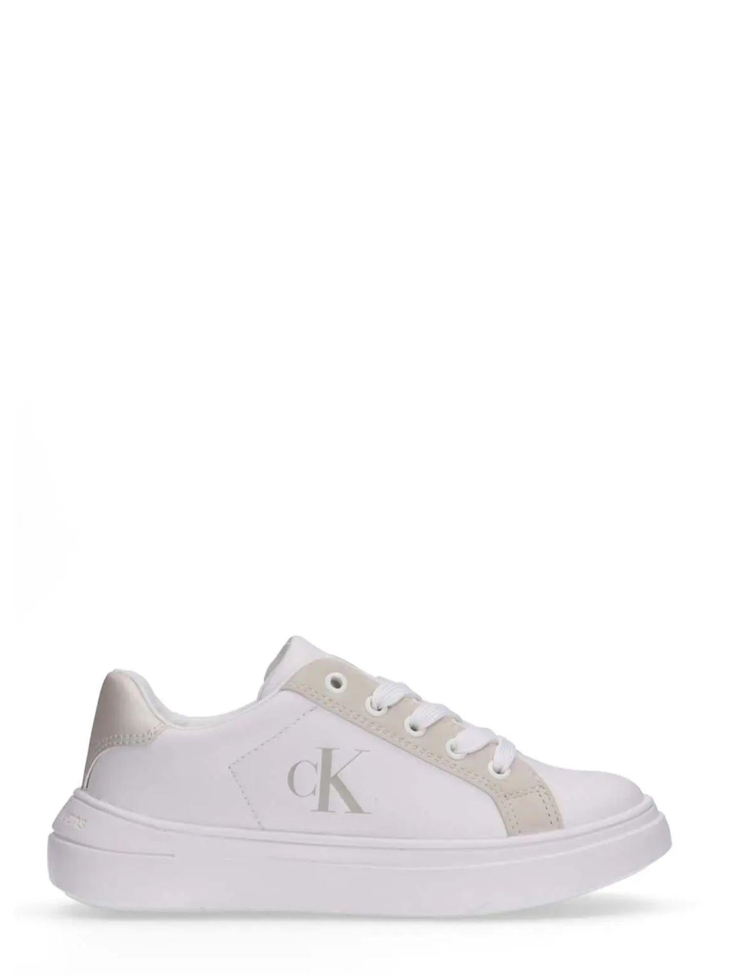 Calvin Klein sneakers bambina in ecopelle bianco beige V3X9-83166-1592 A472 Calvin Klein Footwear
