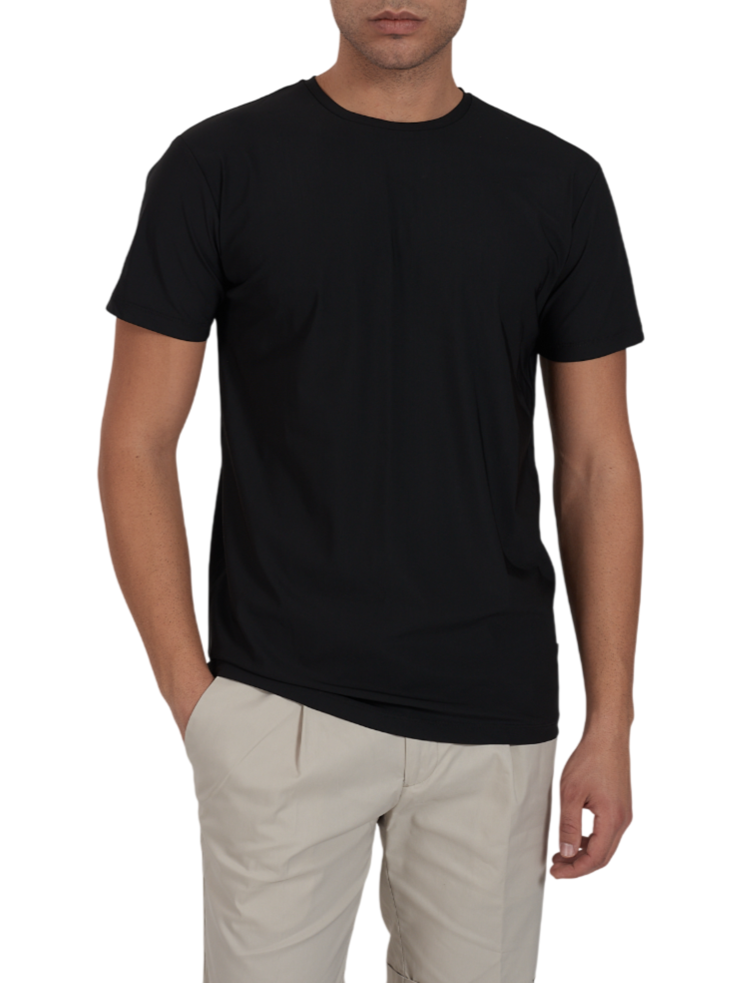 Yes Zee T-shirt manica corta in nylon stretch nero T778-OQ00 0801 YES-ZEE