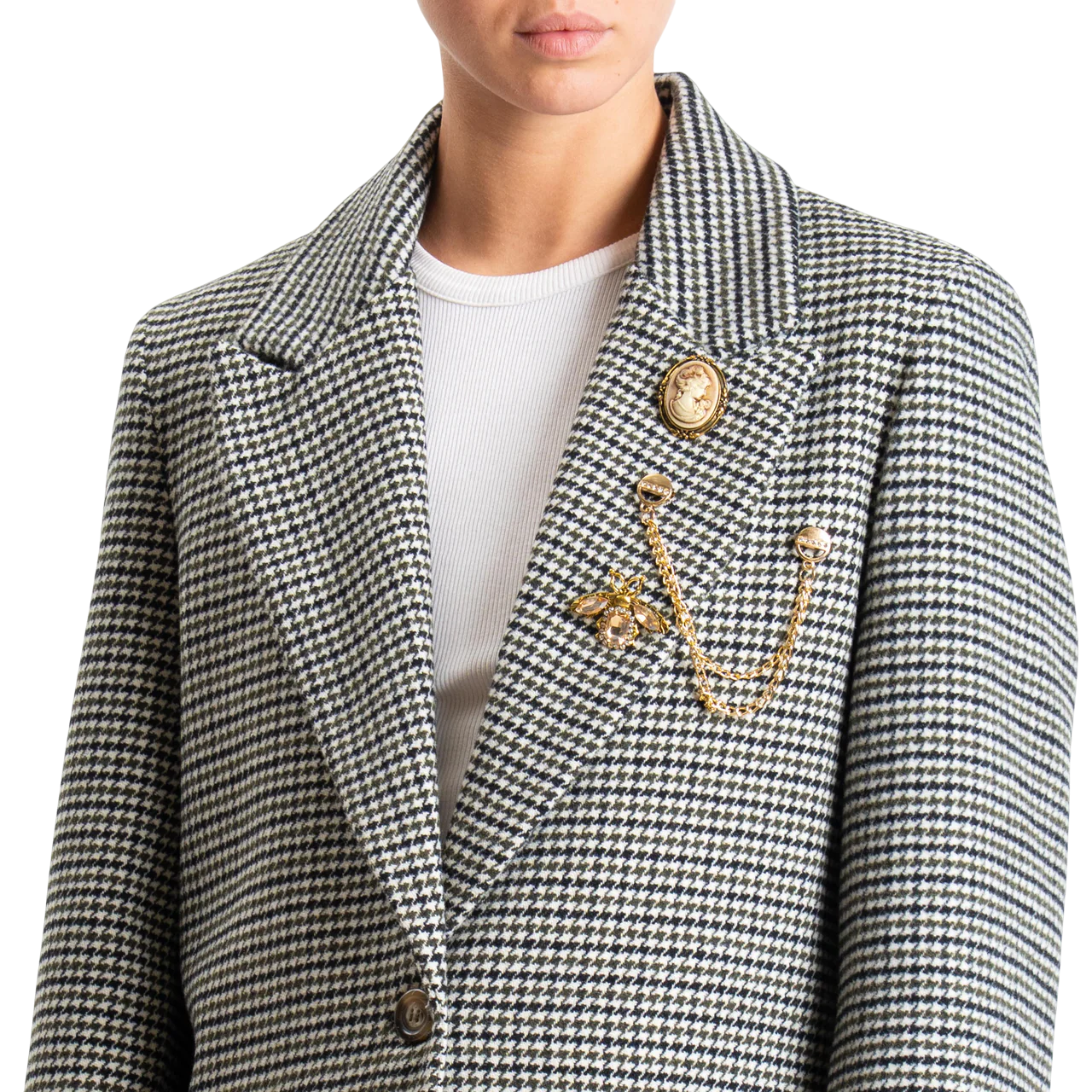 Vicolo giacca blazer in fantasia pied de poule multicolor TF2086 PANNA-NERO-VERDE VICOLO