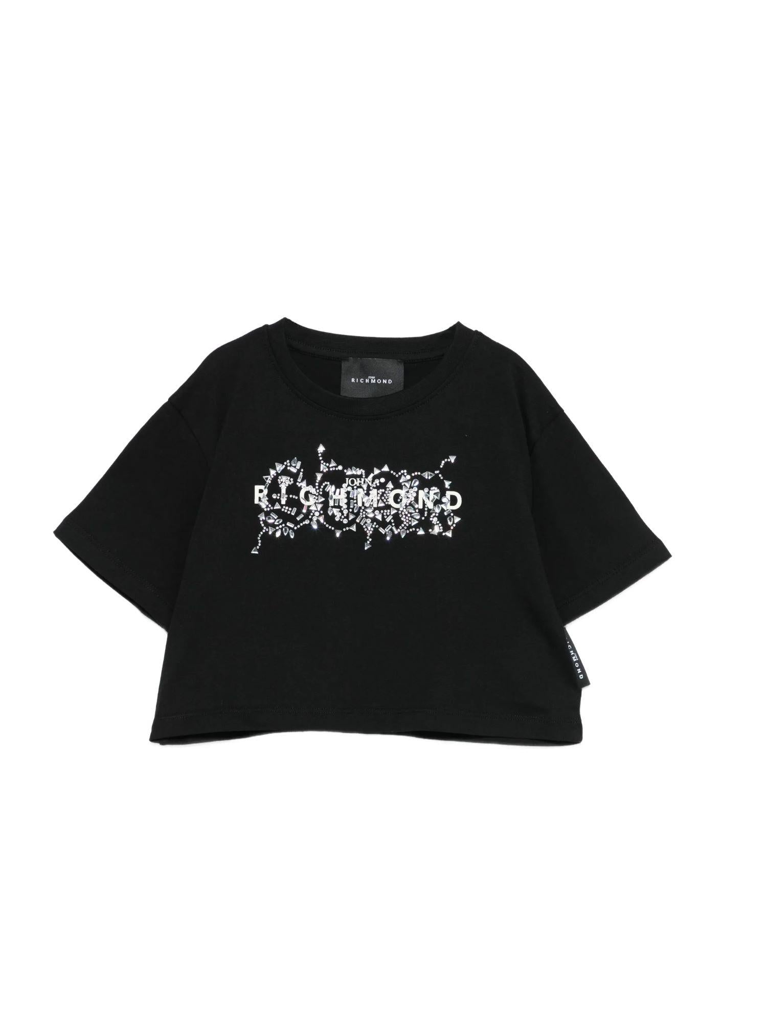 John Richmond T-shirt crop bambina con logo gioiello nero RGP26203TS BLACK John RICHMOND