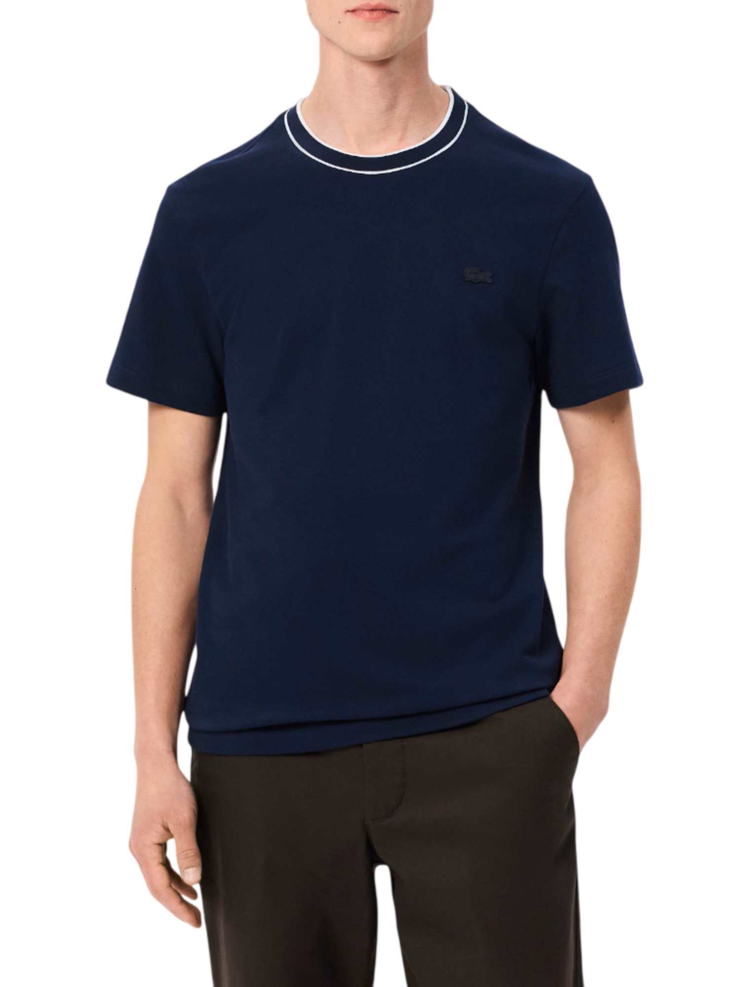 Lacoste T-shirt in piquè con colletto a righe blu TH8174 166 LACOSTE