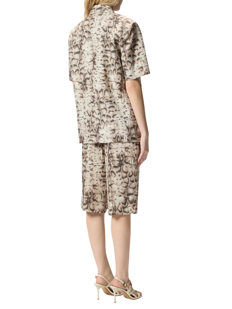 Pinko giacca blazer Brindisi in lino stampa pitonata beige nero 106879-A3BL CZ9 PINKO