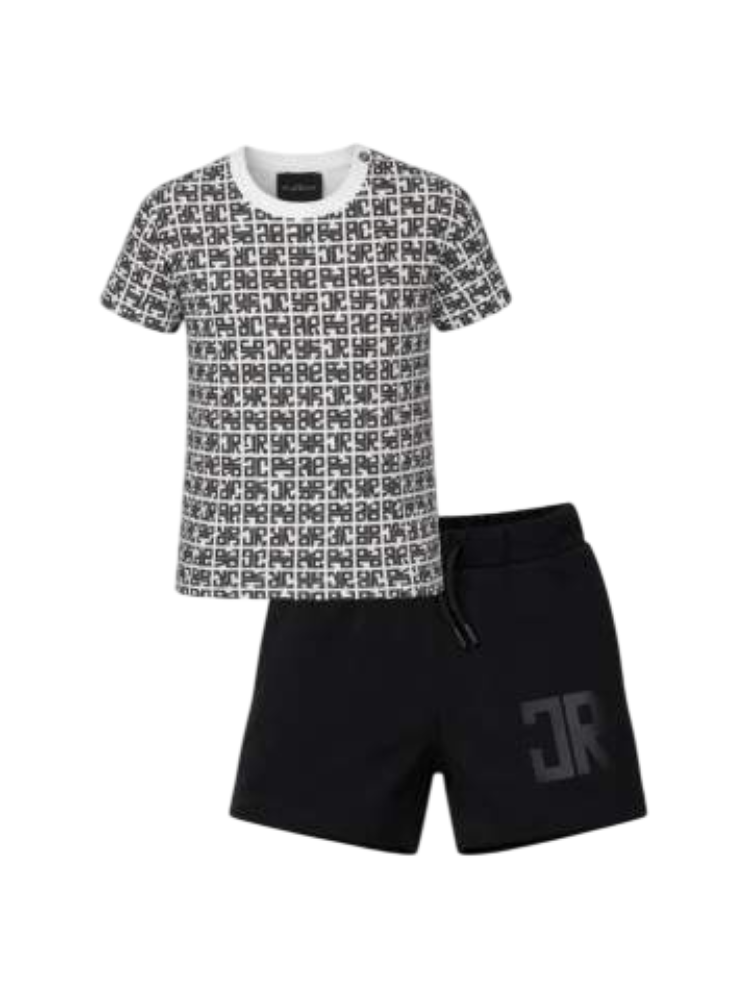 John Richmond completo estivo neonato T-shirt e shorts bianco nero RIP26023CJ JR MONOGRAM-BLACK John RICHMOND