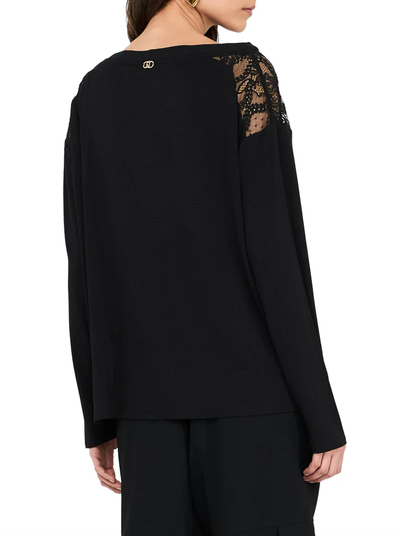 Liu Jo T-shirt manica lunga con pizzo nero TF5186JS360 A3370 LIU JO